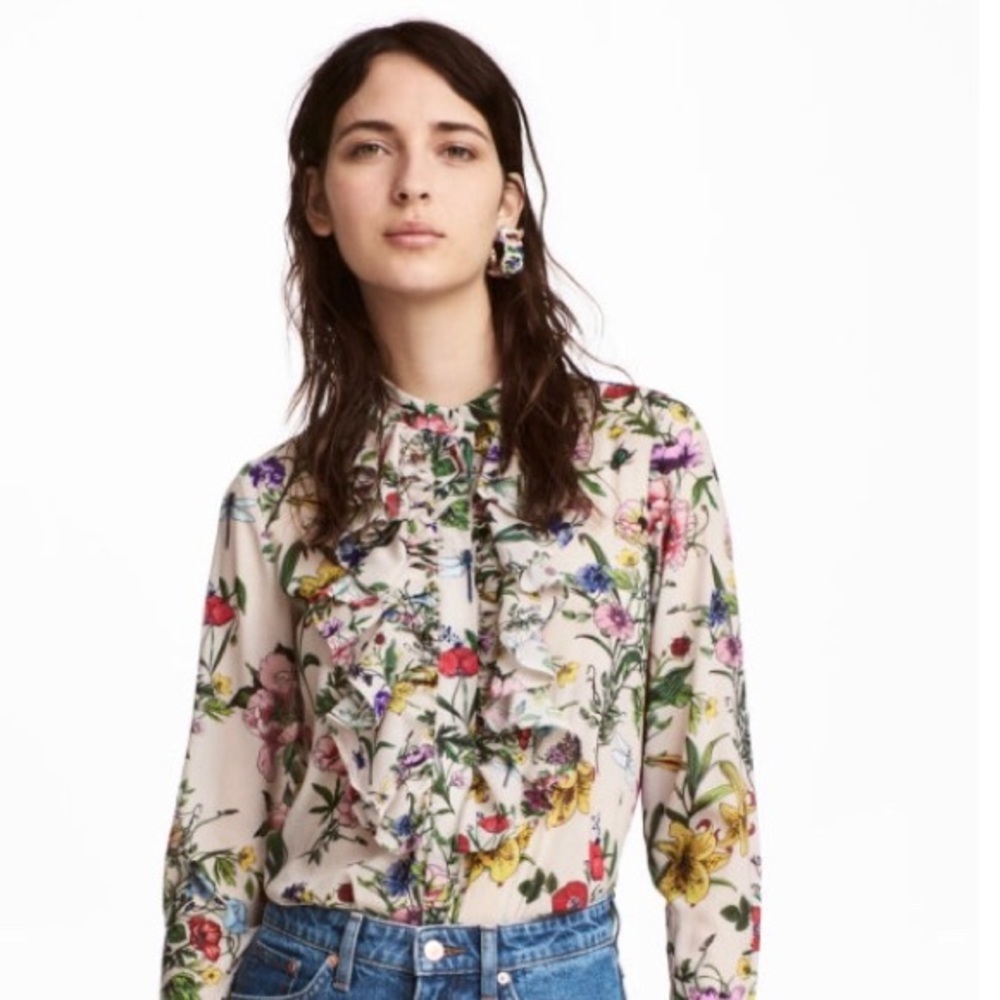 ISO H&M Ruffle Plumeti Blouse Sz 2